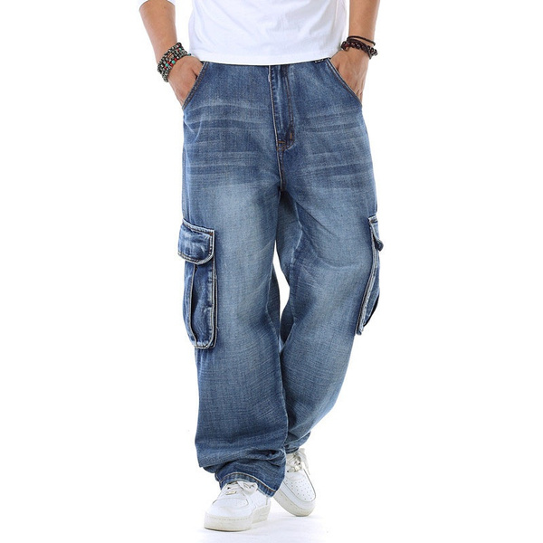 Buy Solid Denim Cargo Pants with Drawstring Closure and Pockets | Splash KSA